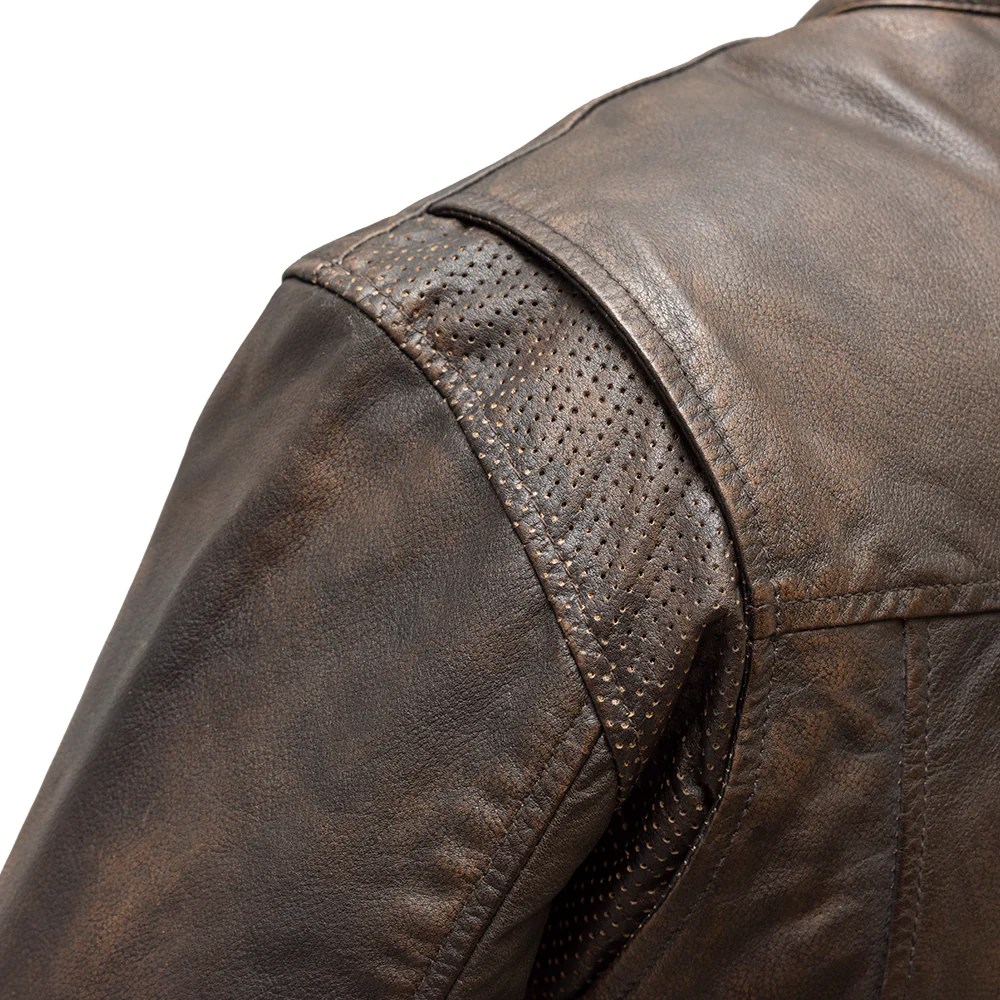 Atlas Men's Motorcycle Leather Jacket - Brown