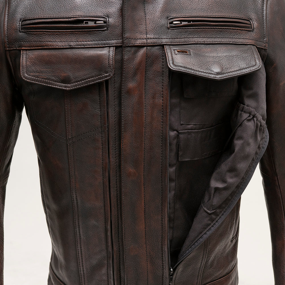 Oberon Men's Motorcycle Leather Jacket - Copper