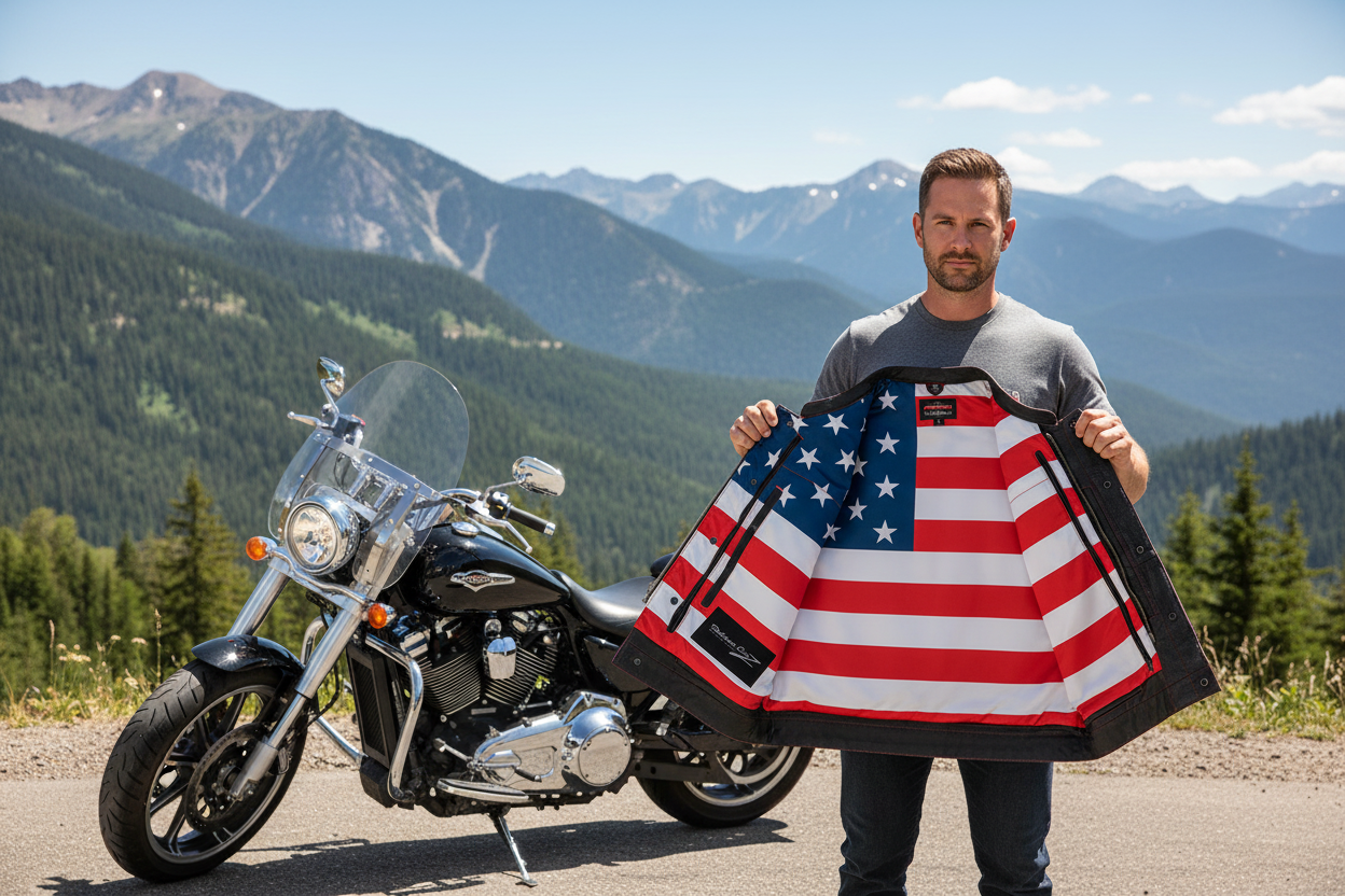 Resolute Men's Leather Motorcycle Leather Vest - Red Stitch