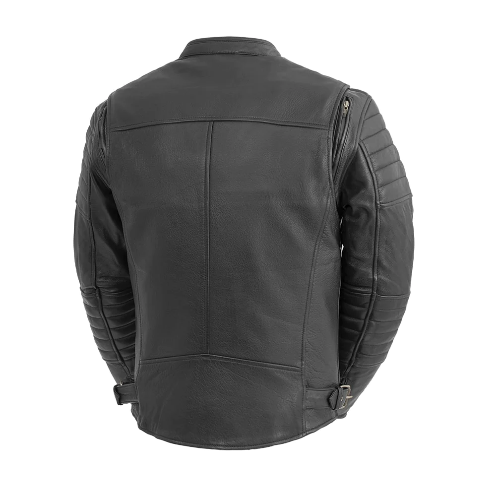 Danger Men's Motorcycle Leather Jacket - Black