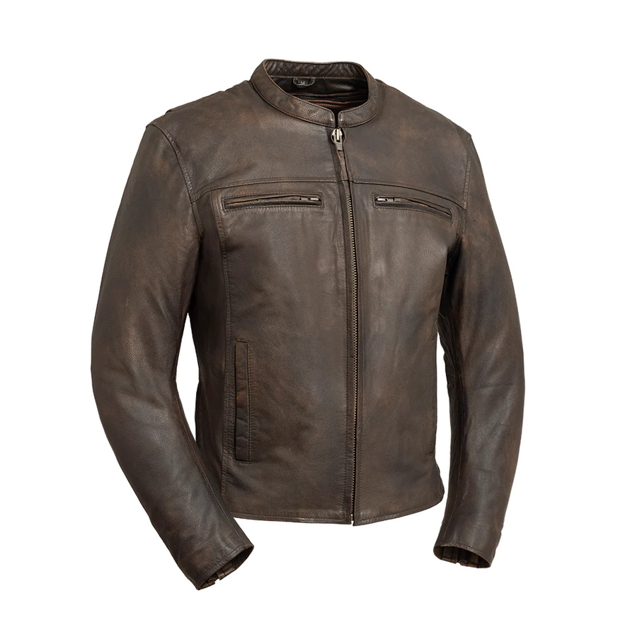 Atlas Men's Motorcycle Leather Jacket - Brown