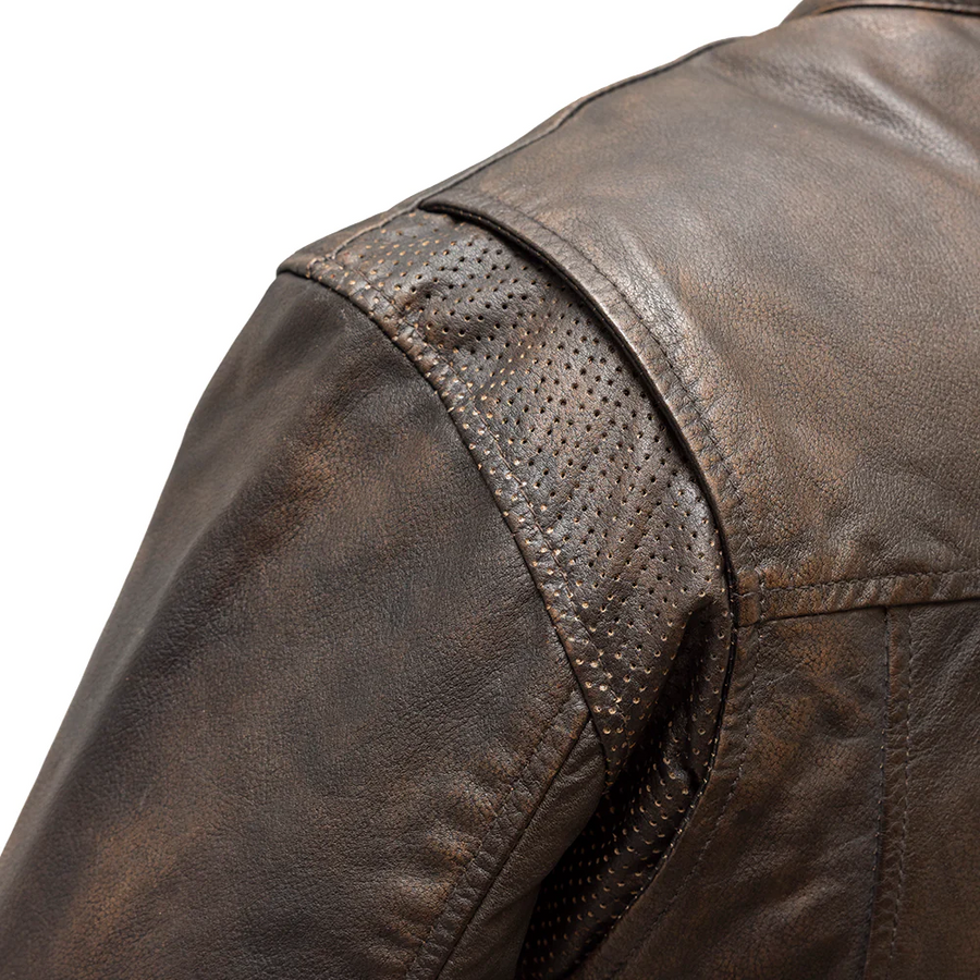 Atlas Men's Motorcycle Leather Jacket - Brown