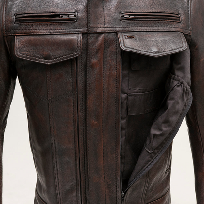 Oberon Men's Motorcycle Leather Jacket - Copper