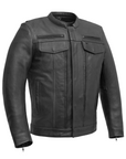 Oberon Men's Motorcycle Leather Jacket - Black