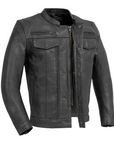 Oberon Men's Motorcycle Leather Jacket - Black