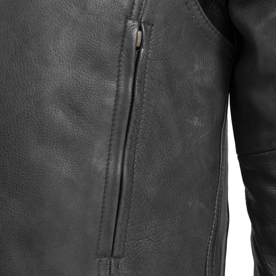 Oberon Men's Motorcycle Leather Jacket - Black