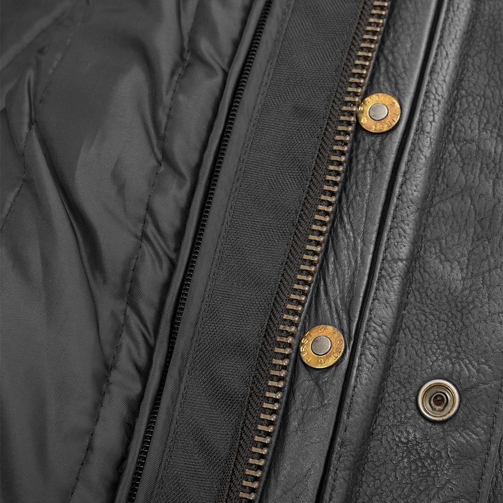 Oberon Men's Motorcycle Leather Jacket - Black