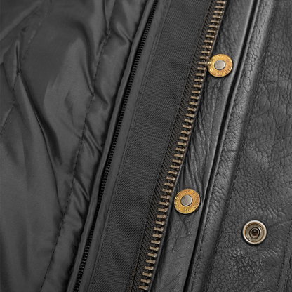 Oberon Men's Motorcycle Leather Jacket - Black