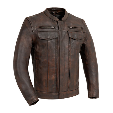 Oberon Men's Motorcycle Leather Jacket - Copper