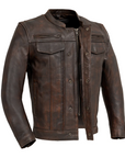 Oberon Men's Motorcycle Leather Jacket - Copper