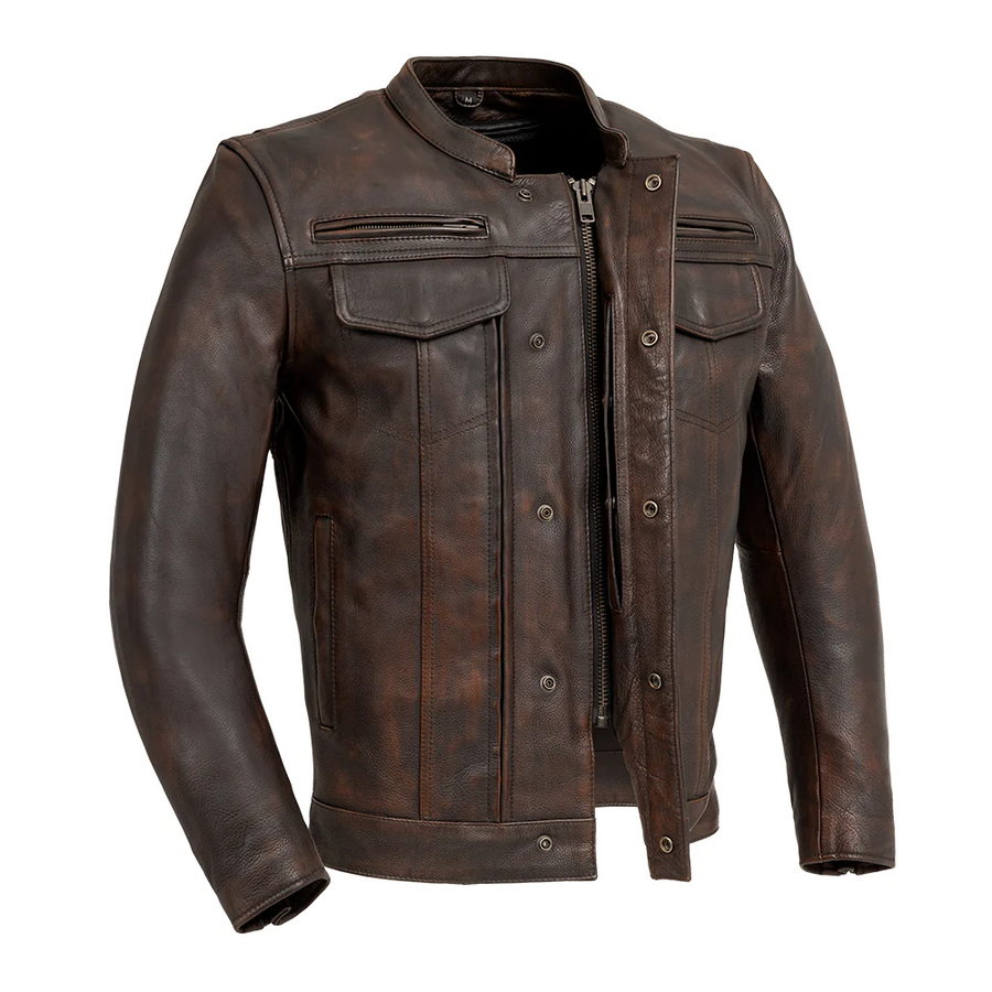 Oberon Men's Motorcycle Leather Jacket - Copper