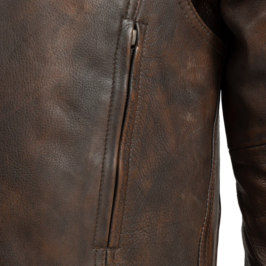 Oberon Men's Motorcycle Leather Jacket - Copper