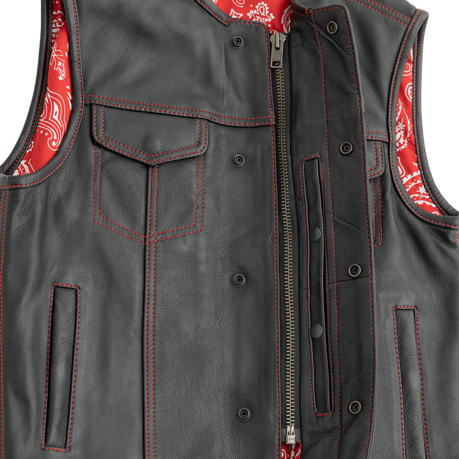 Ravager Men's Leather Motorcycle Vest - Two Colors Available