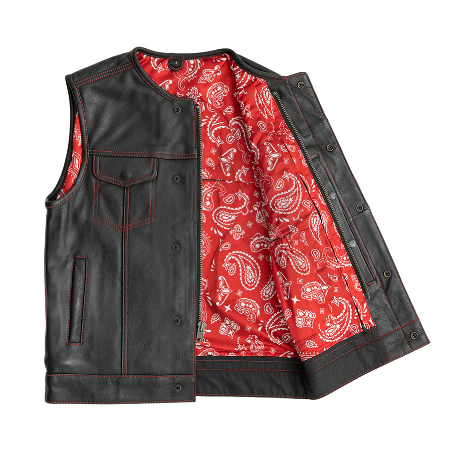 Ravager Men's Leather Motorcycle Vest - Two Colors Available