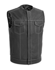 Ravager Men's Leather Motorcycle Vest - Two Colors Available