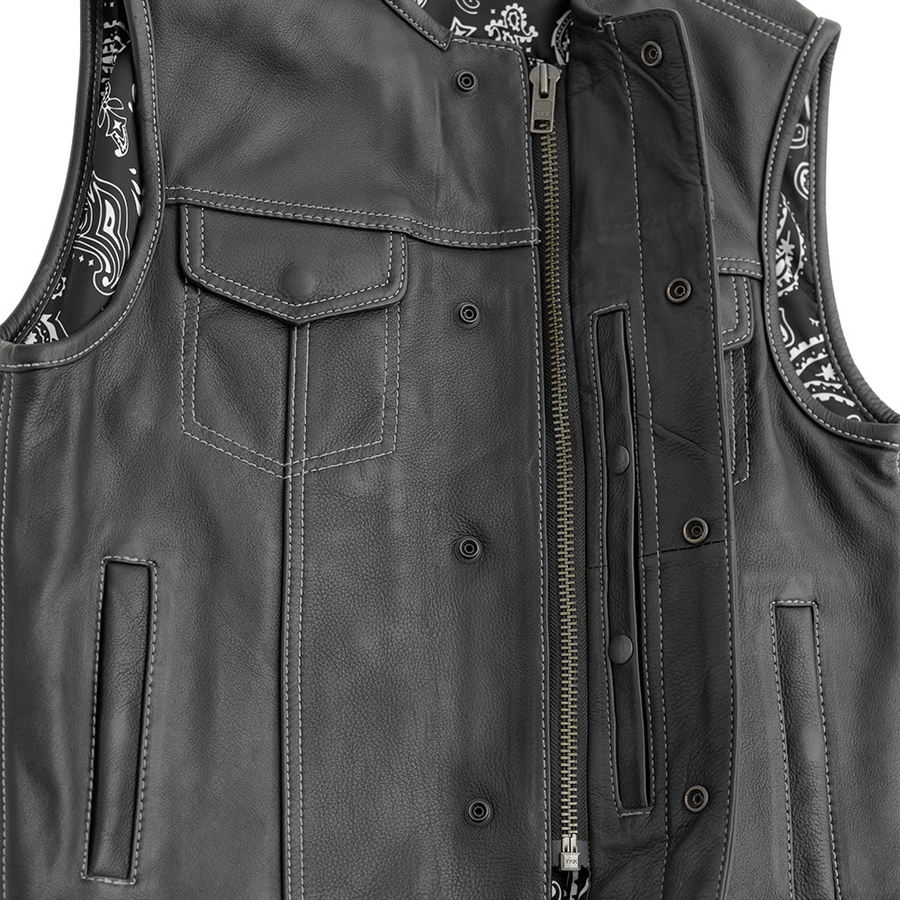 Ravager Men's Leather Motorcycle Vest - Two Colors Available