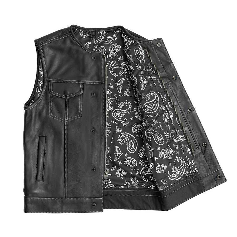 Ravager Men's Leather Motorcycle Vest - Two Colors Available