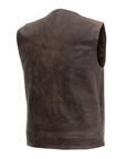 The Bad Brown Men's Motorcycle Western Style Leather Vest