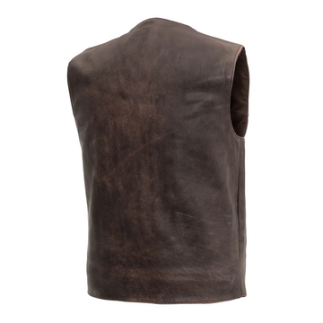 The Bad Brown Men's Motorcycle Western Style Leather Vest