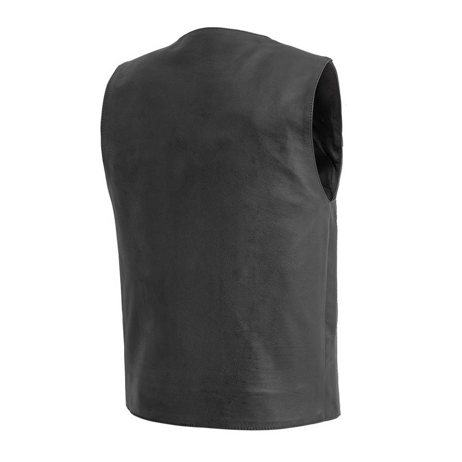 The Bad Black Men's Motorcycle Western Style Leather Vest