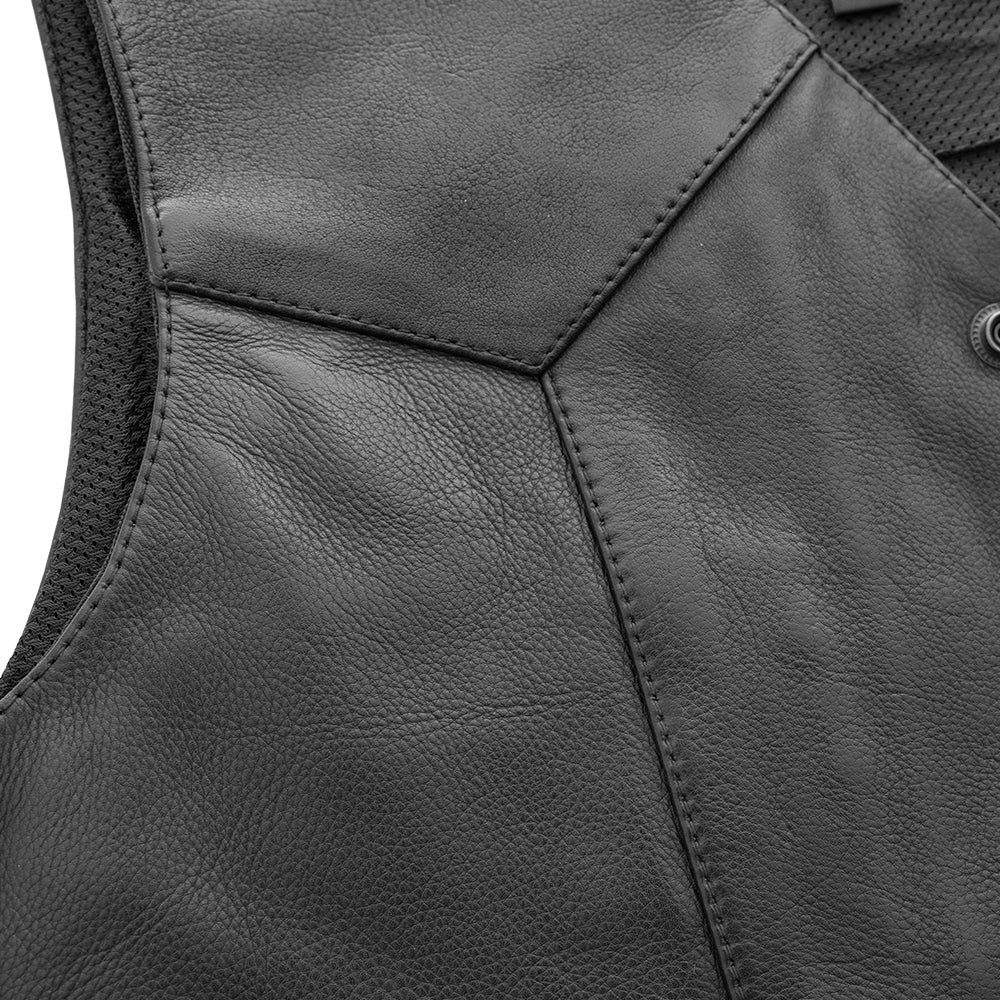 The Bad Black Men's Motorcycle Western Style Leather Vest
