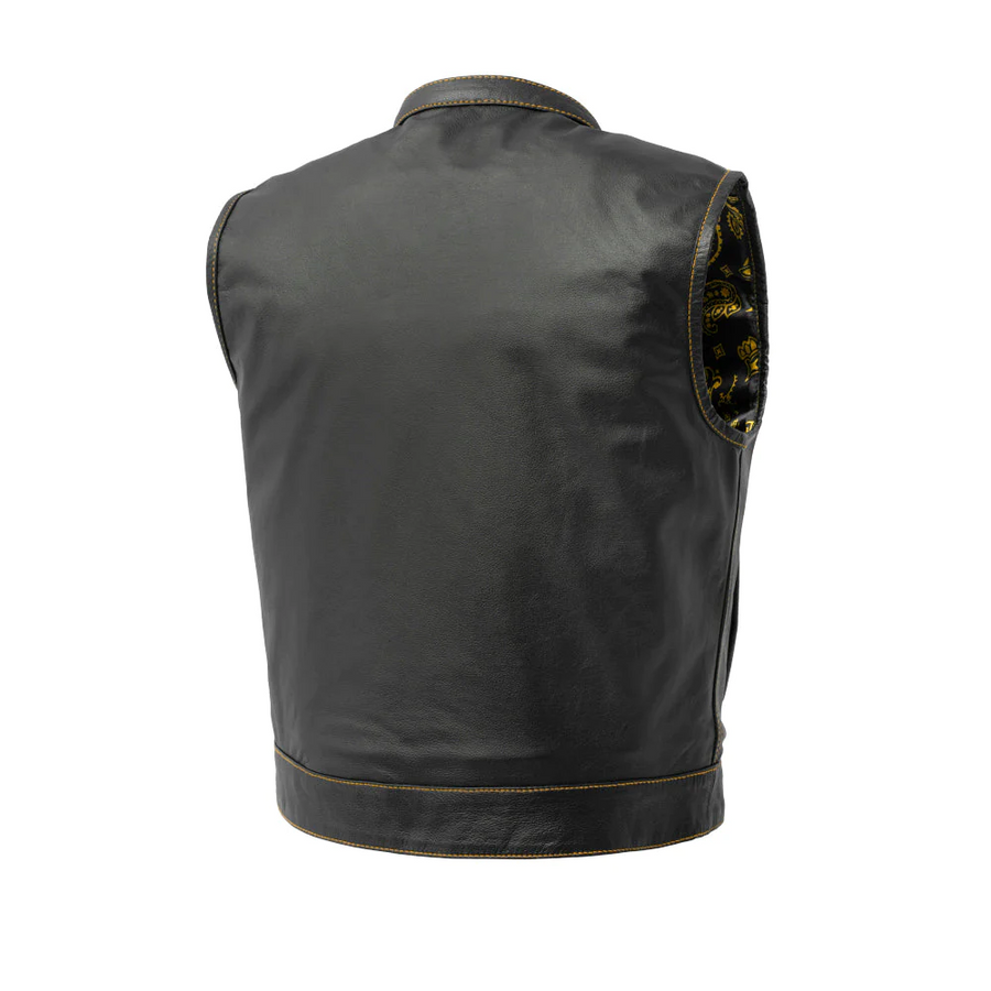 Ace Club Men's Motorcycle Leather Vest, Multiple Color Options