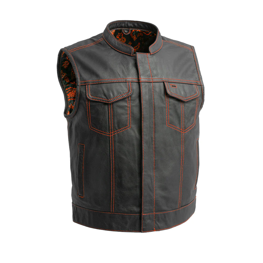 Ace Club Men's Motorcycle Leather Vest, Multiple Color Options