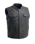 Ace Club Men's Motorcycle Leather Vest, Multiple Color Options