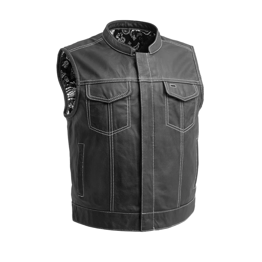 Ace Club Men's Motorcycle Leather Vest, Multiple Color Options