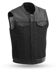 Virgo Men's Denim/Leather Motorcycle Vest