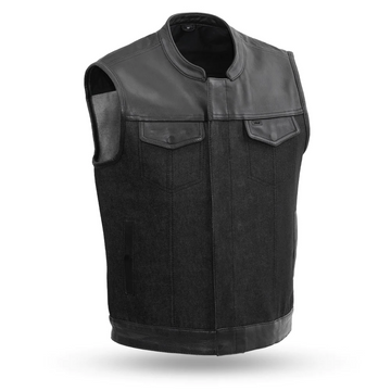 Virgo Men's Denim/Leather Motorcycle Vest