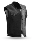 Virgo Men's Denim/Leather Motorcycle Vest