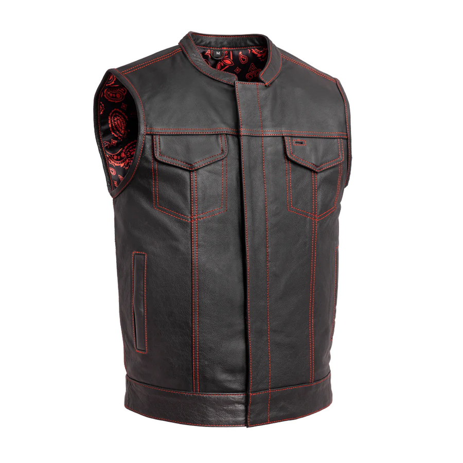 Ace Motorcycle Leather Vest, Multiple Color Options