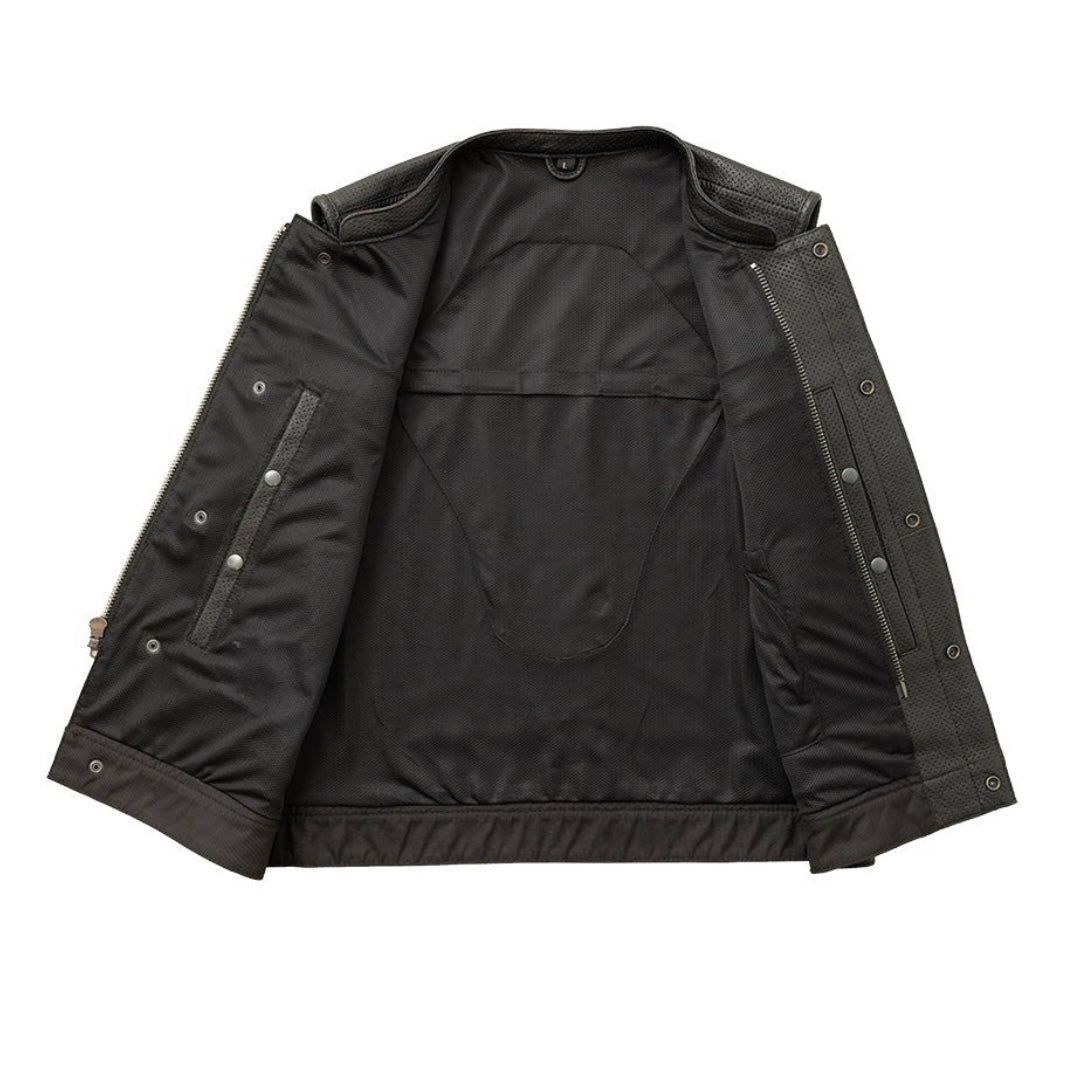 Nomad Perforated Men's Motorcycle Leather Vest