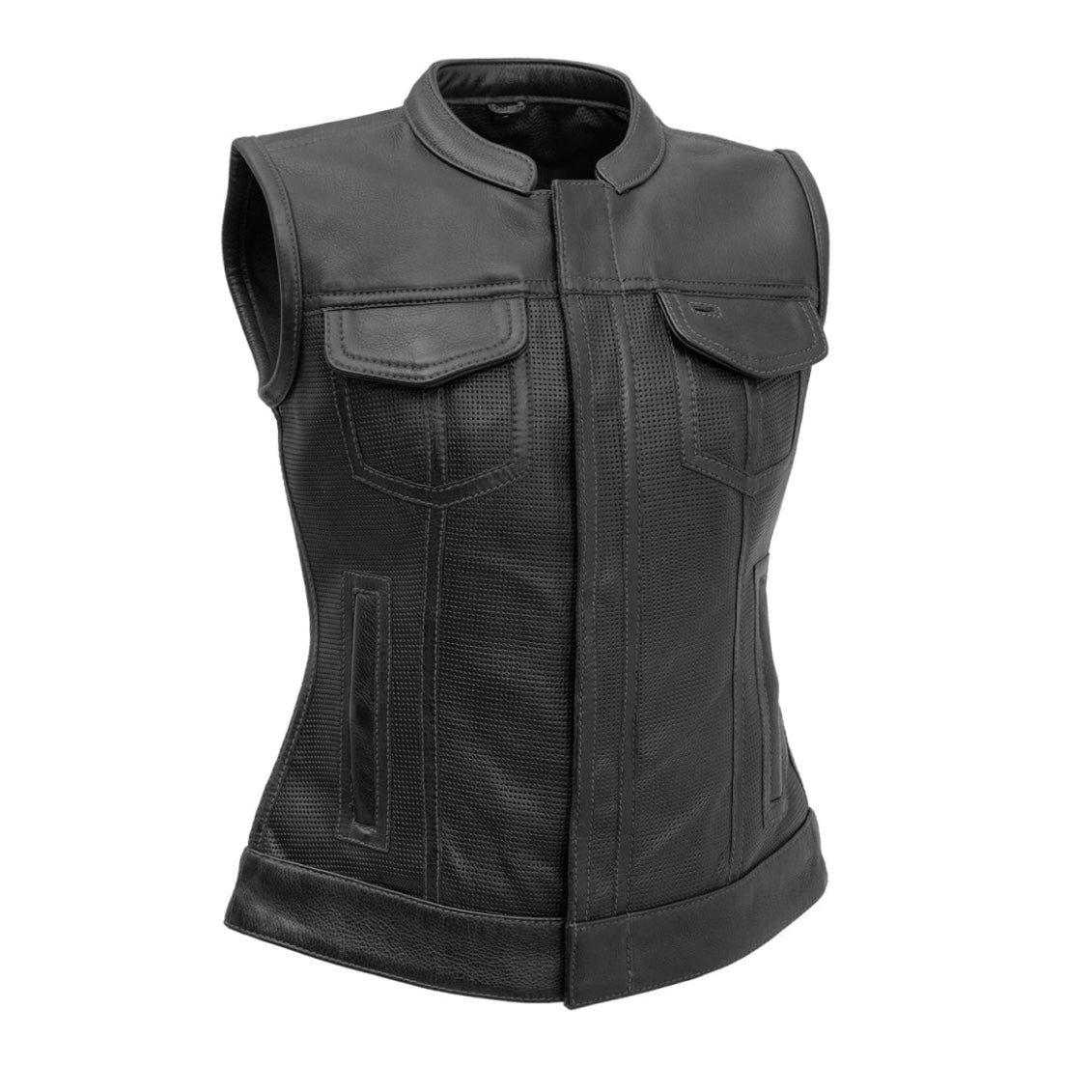 Jet Perforated Women's Motorcycle Leather Vest