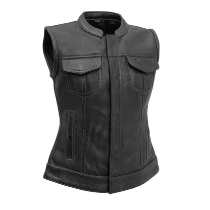 Jet Perforated Women's Motorcycle Leather Vest