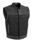 Big Hoss Men's Motorcycle Leather/Twill Vest