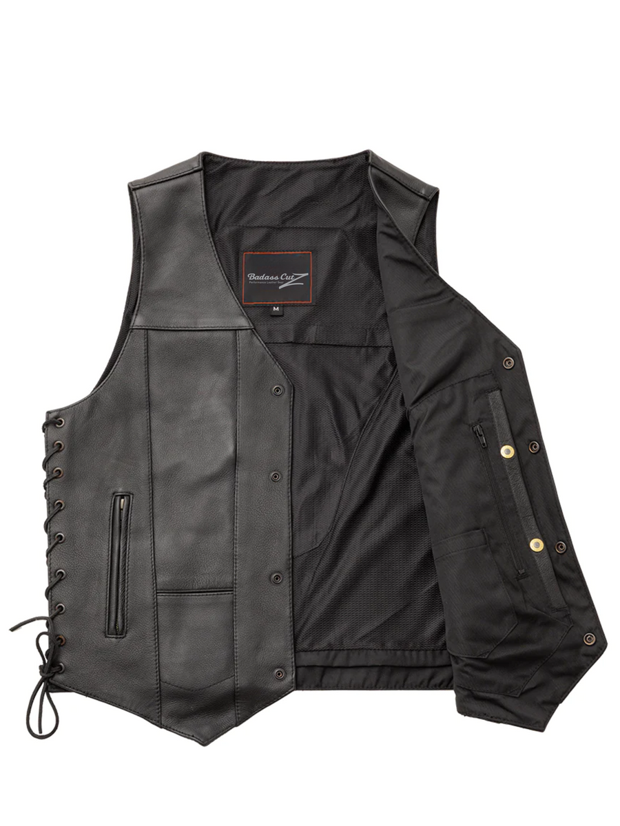 The Good Men's Motorcycle Western Style Leather Vest