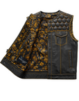 Blaze Men's Club Style Leather Vest - Gold