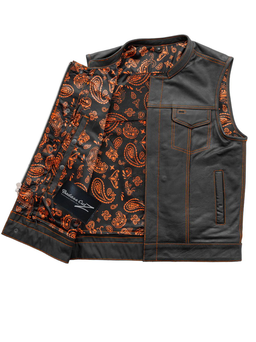 Ace Motorcycle Leather Vest, Multiple Color Options