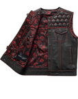 Blaze Men's Club Style Leather Vest - Red