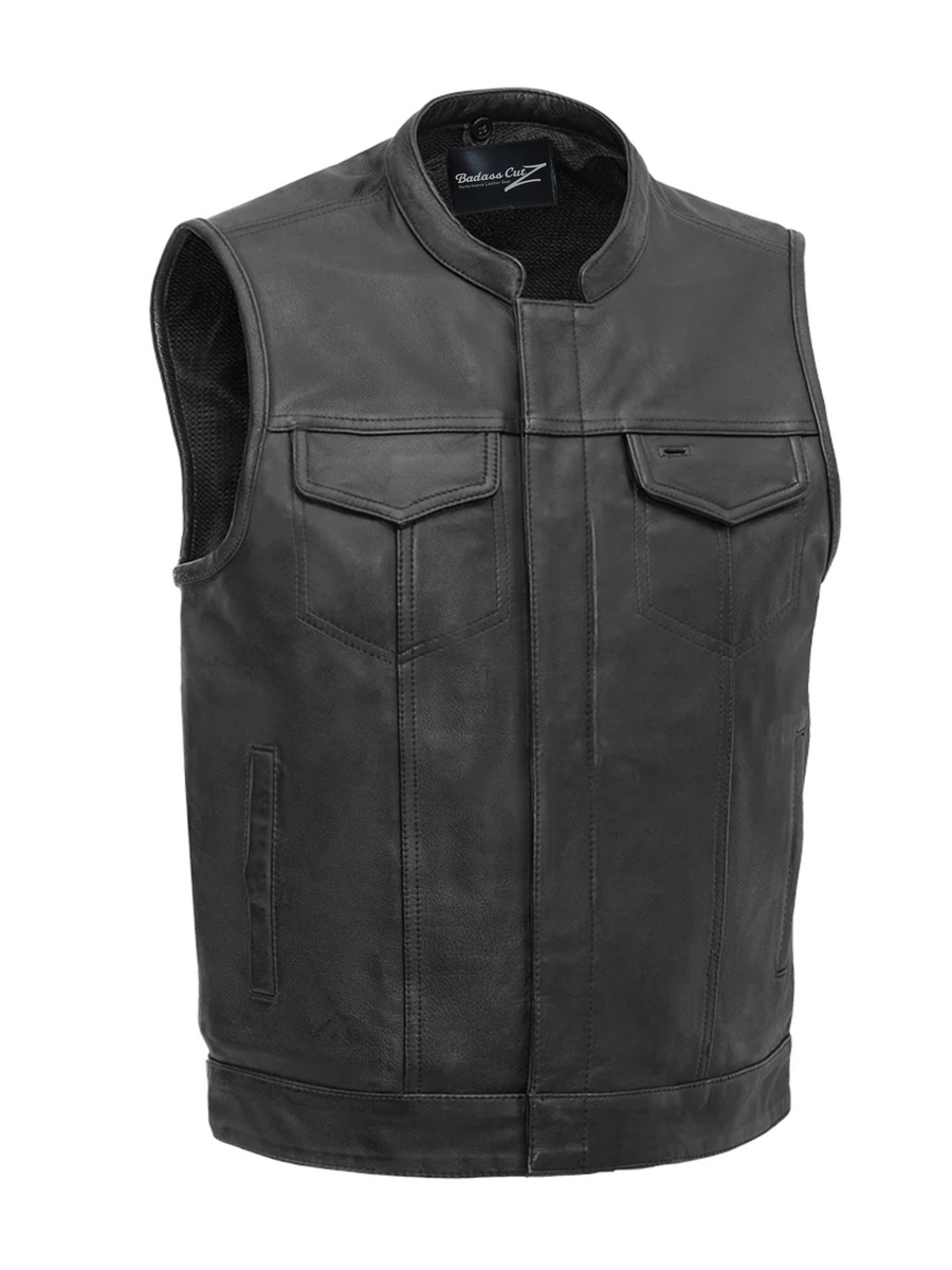 Nomad (Black) Men's Motorcycle Leather Vest