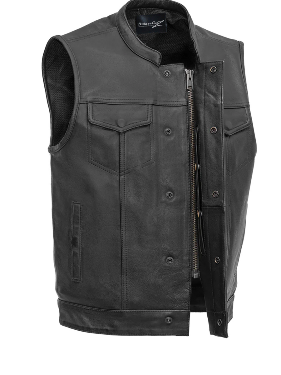 Nomad (Black) Men's Motorcycle Leather Vest