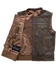 Nomad Men's Motorcycle Leather Vest - Brown