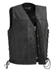 Route 92 Men's Motorcycle Leather Vest - Black