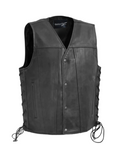 Route 92 Men's Motorcycle Leather Vest - Black