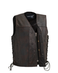 Route 92 Men's Motorcycle Western Style Leather Vest - Copper