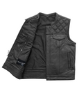 Succinct Men's Club Style Leather Vest (Black)