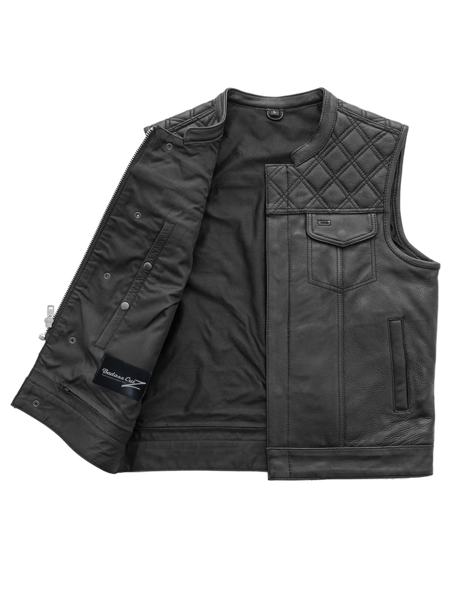 Succinct Men's Club Style Leather Vest (Black)