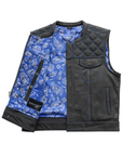 Succinct Men's Club Style Leather Vest (Black/Blue)